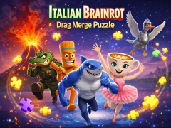 بازی Brainrot Drag Merge ﯽﯾﺎﯿﻟﺎﺘﯾﺍ ﻝﺯﺎﭘ آنلاین